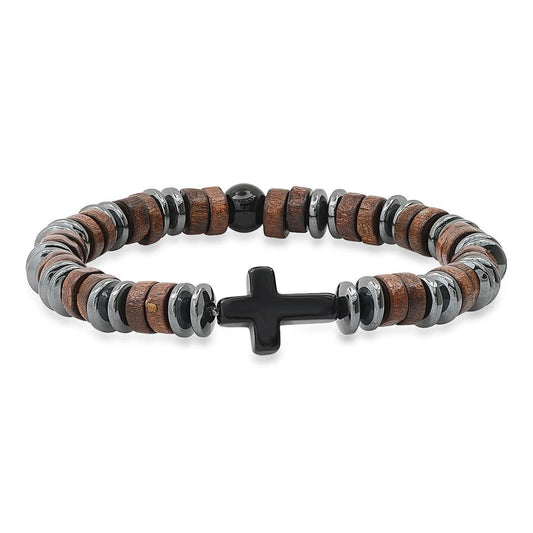 Tri-Element Beaded Cross Bracelet