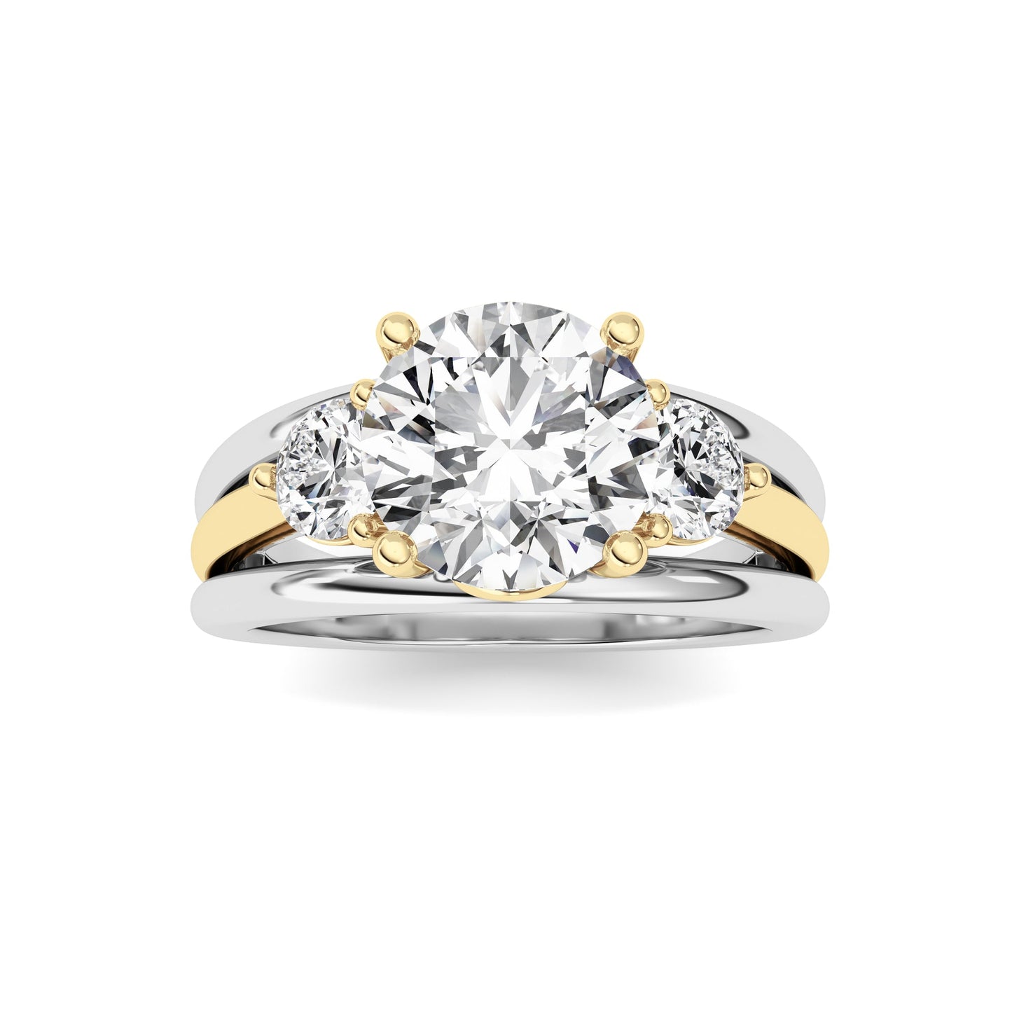 3Cttw Oval Shaped Lab Grown Diamond (F/VS) Two Tone Solitaire Engagement Ring in 14K Gold