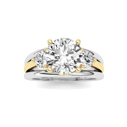 3Cttw Oval Shaped Lab Grown Diamond (F/VS) Two Tone Solitaire Engagement Ring in 14K Gold