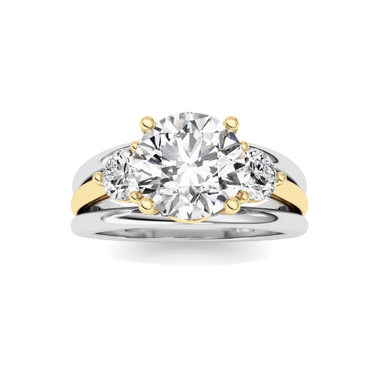 3Cttw Oval Shaped Lab Grown Diamond (F/VS) Two Tone Solitaire Engagement Ring in 14K Gold