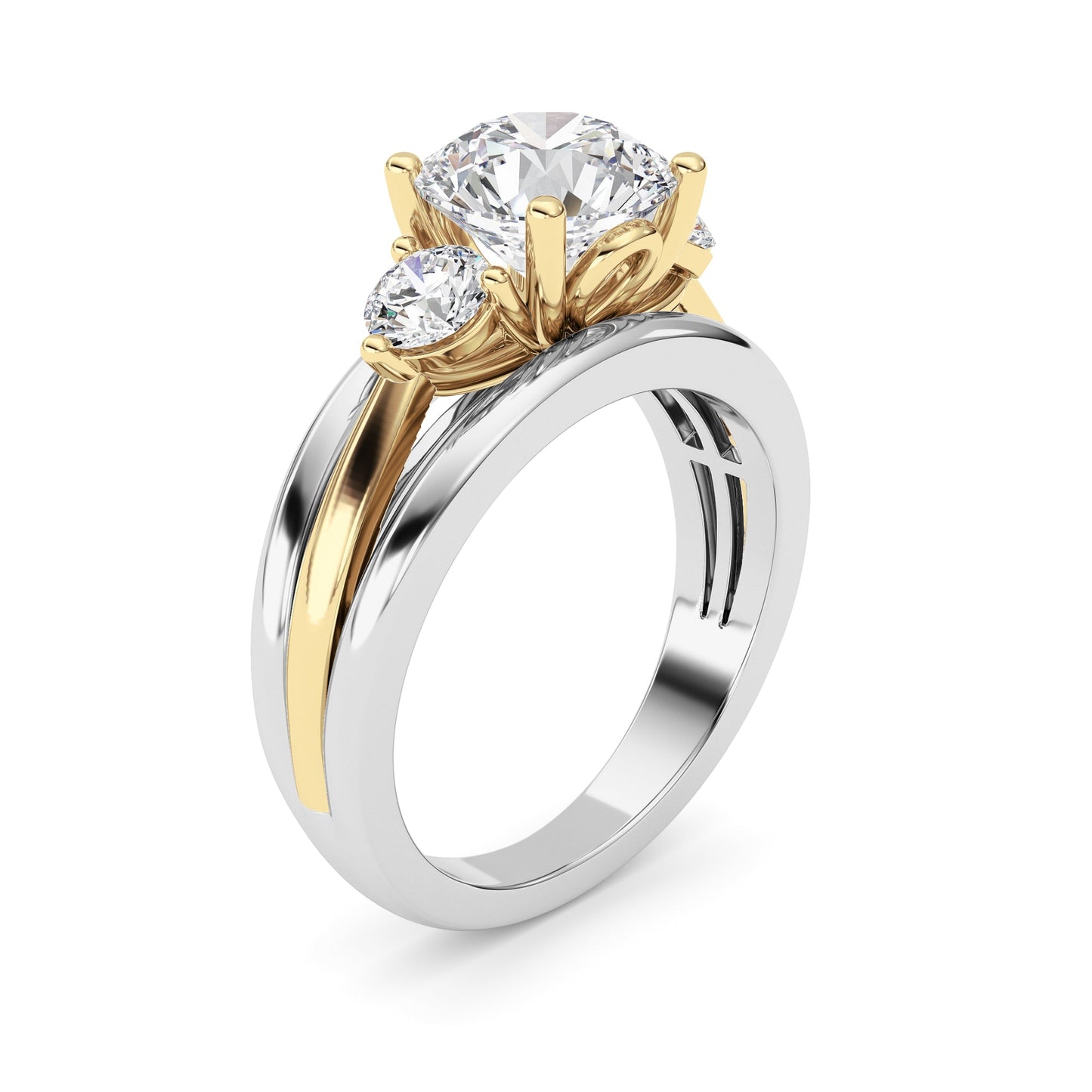 3Cttw Oval Shaped Lab Grown Diamond (F/VS) Two Tone Solitaire Engagement Ring in 14K Gold