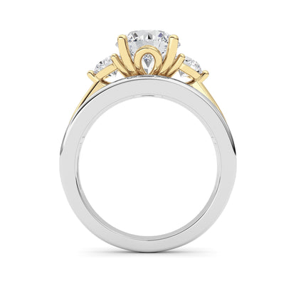 3Cttw Oval Shaped Lab Grown Diamond (F/VS) Two Tone Solitaire Engagement Ring in 14K Gold