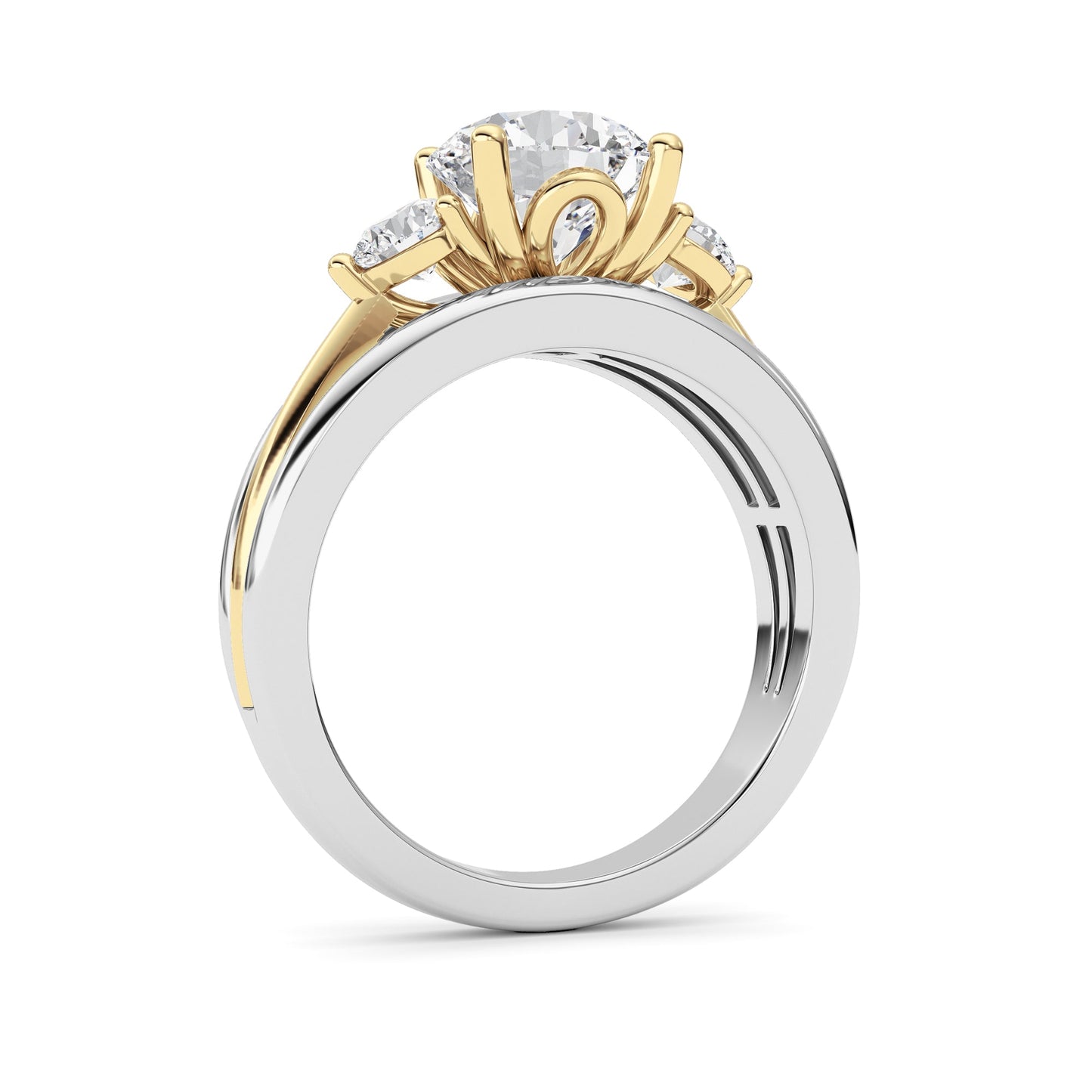 3Cttw Oval Shaped Lab Grown Diamond (F/VS) Two Tone Solitaire Engagement Ring in 14K Gold