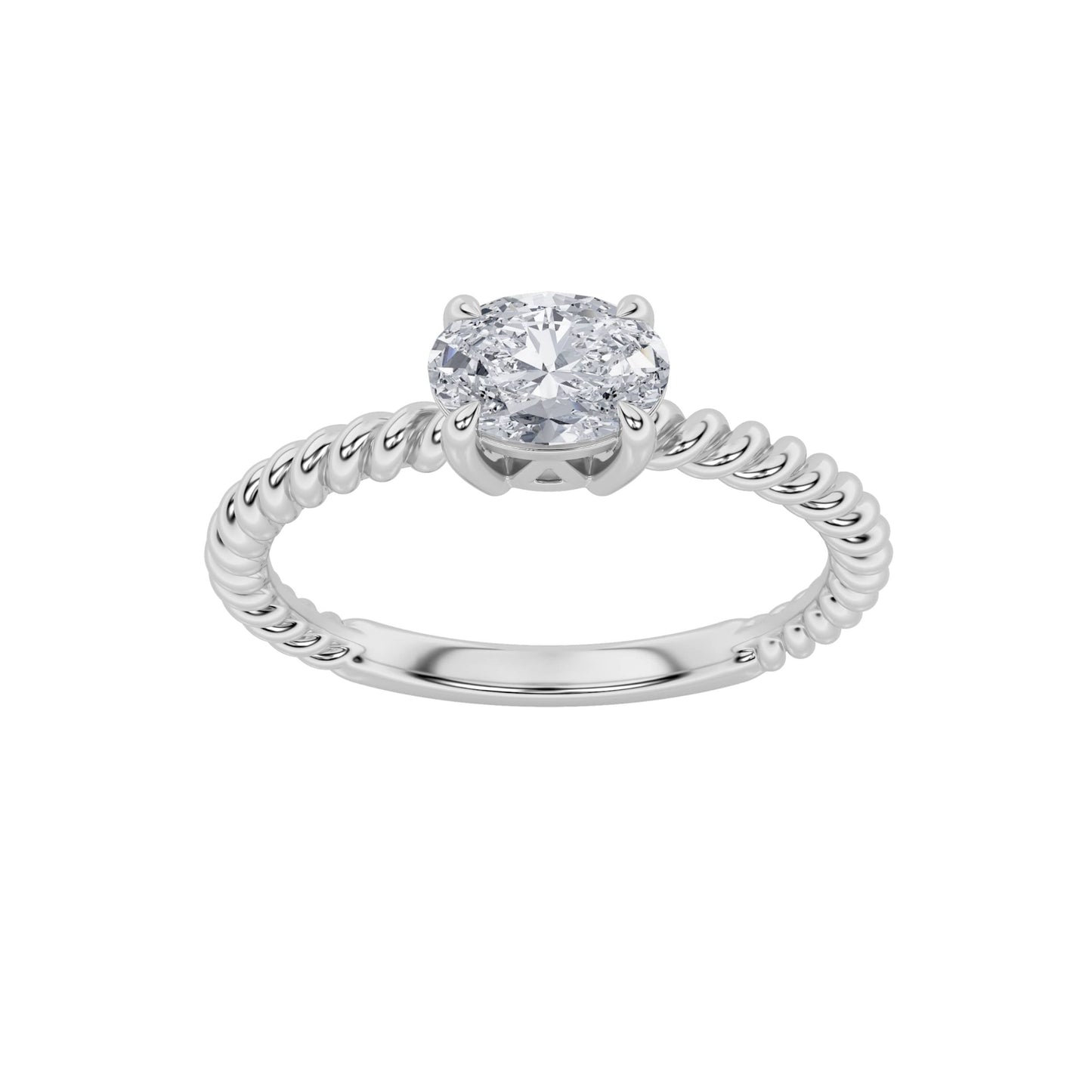 0.5Cttw Oval Shaped Lab Grown Diamond (F/VS) Petite Solitaire Engagement RING in 14K Gold