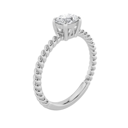 0.5Cttw Oval Shaped Lab Grown Diamond (F/VS) Petite Solitaire Engagement RING in 14K Gold
