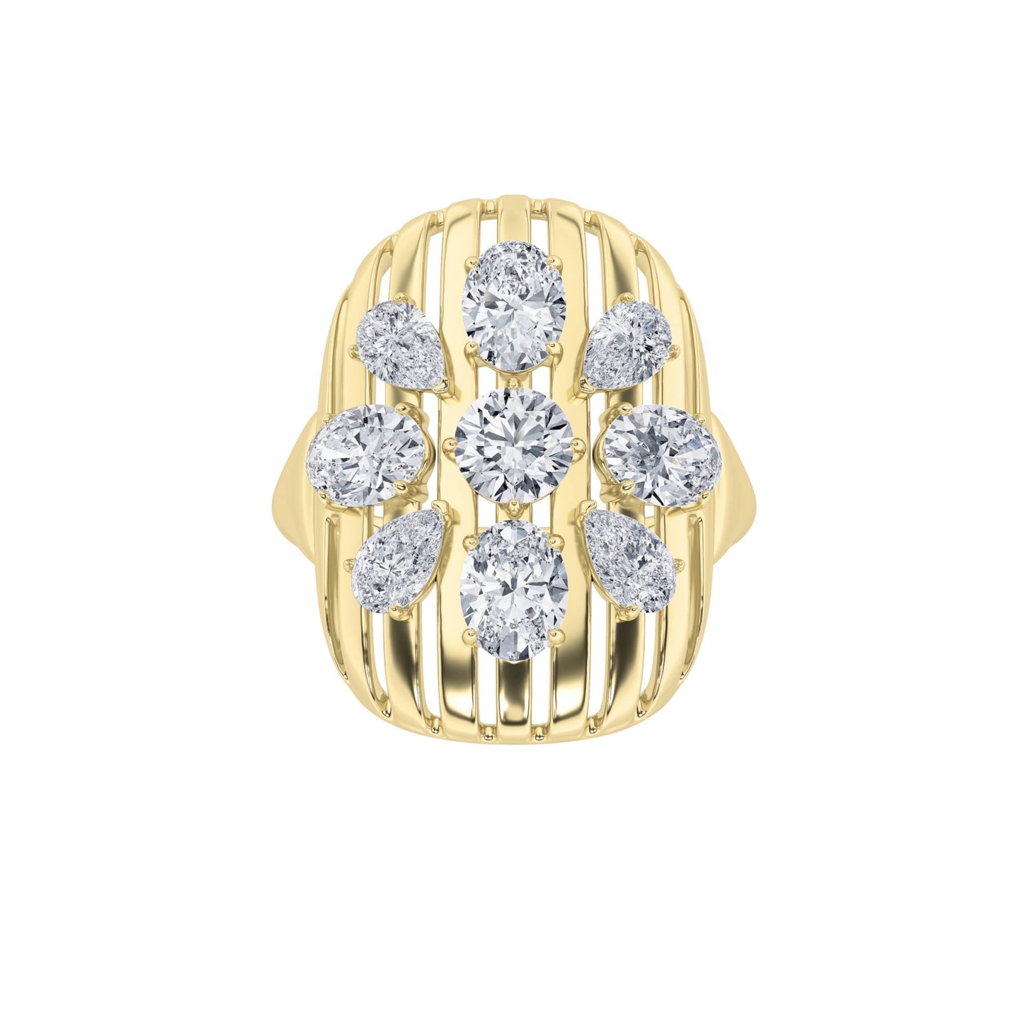 2Cttw Round Shaped Lab Grown Diamond (F/VS) Fashion Ring in 14K Gold