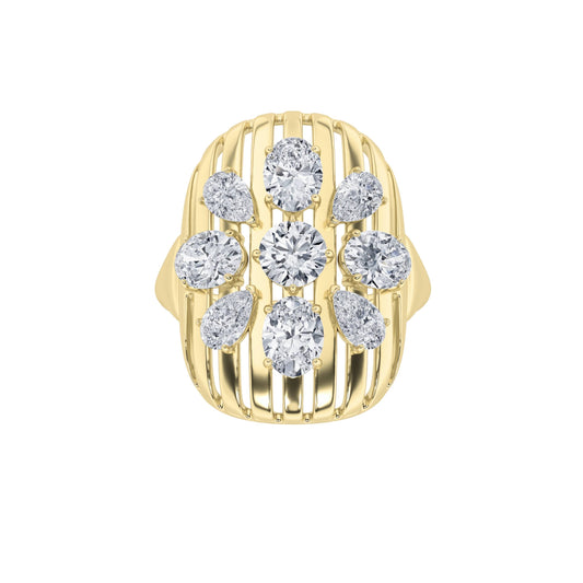 2Cttw Round Shaped Lab Grown Diamond (F/VS) Fashion Ring in 14K Gold