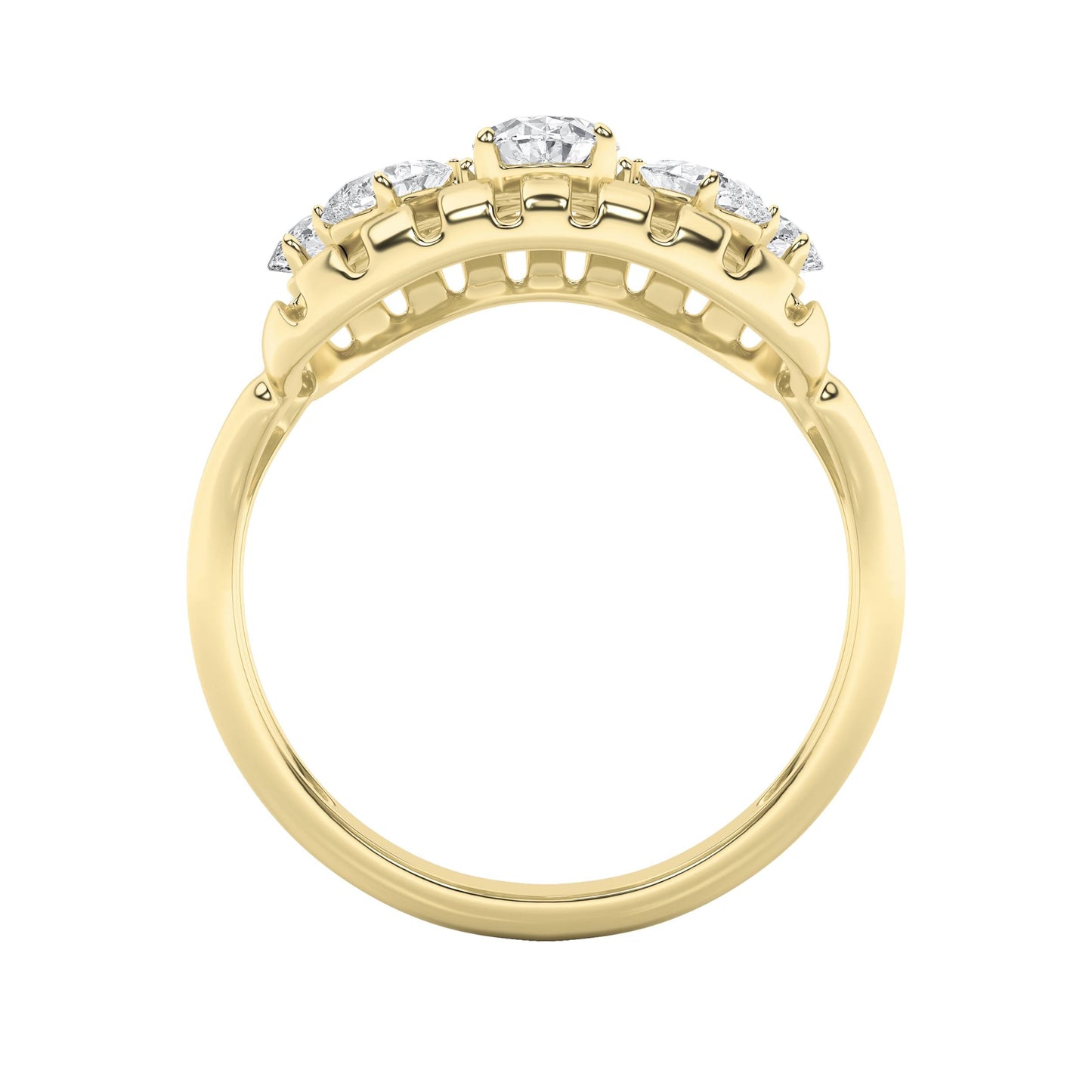 2Cttw Round Shaped Lab Grown Diamond (F/VS) Fashion Ring in 14K Gold