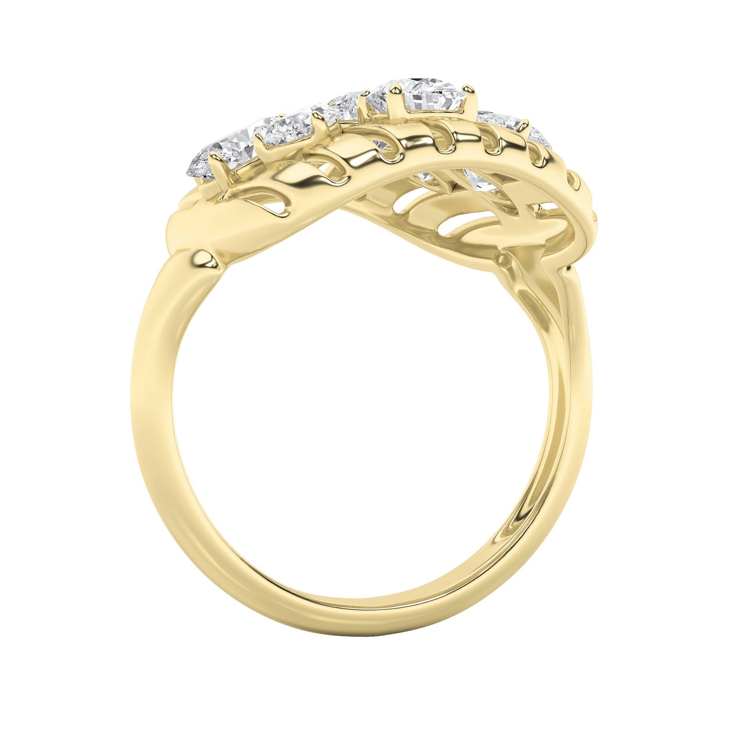 2Cttw Round Shaped Lab Grown Diamond (F/VS) Fashion Ring in 14K Gold