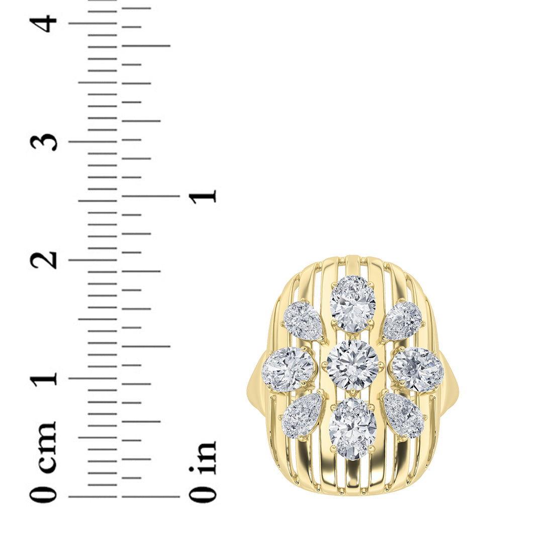 2Cttw Round Shaped Lab Grown Diamond (F/VS) Fashion Ring in 14K Gold