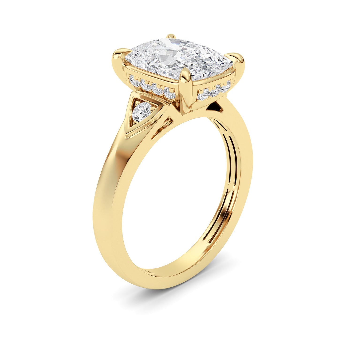 3.25Cttw ELongated Cushion Lab Grown Diamond (F/VS) Ring in 14K Gold