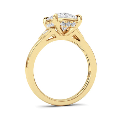 3.25Cttw ELongated Cushion Lab Grown Diamond (F/VS) Ring in 14K Gold