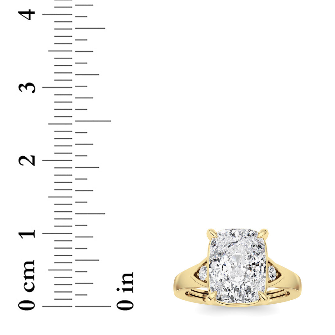 3.25Cttw ELongated Cushion Lab Grown Diamond (F/VS) Ring in 14K Gold