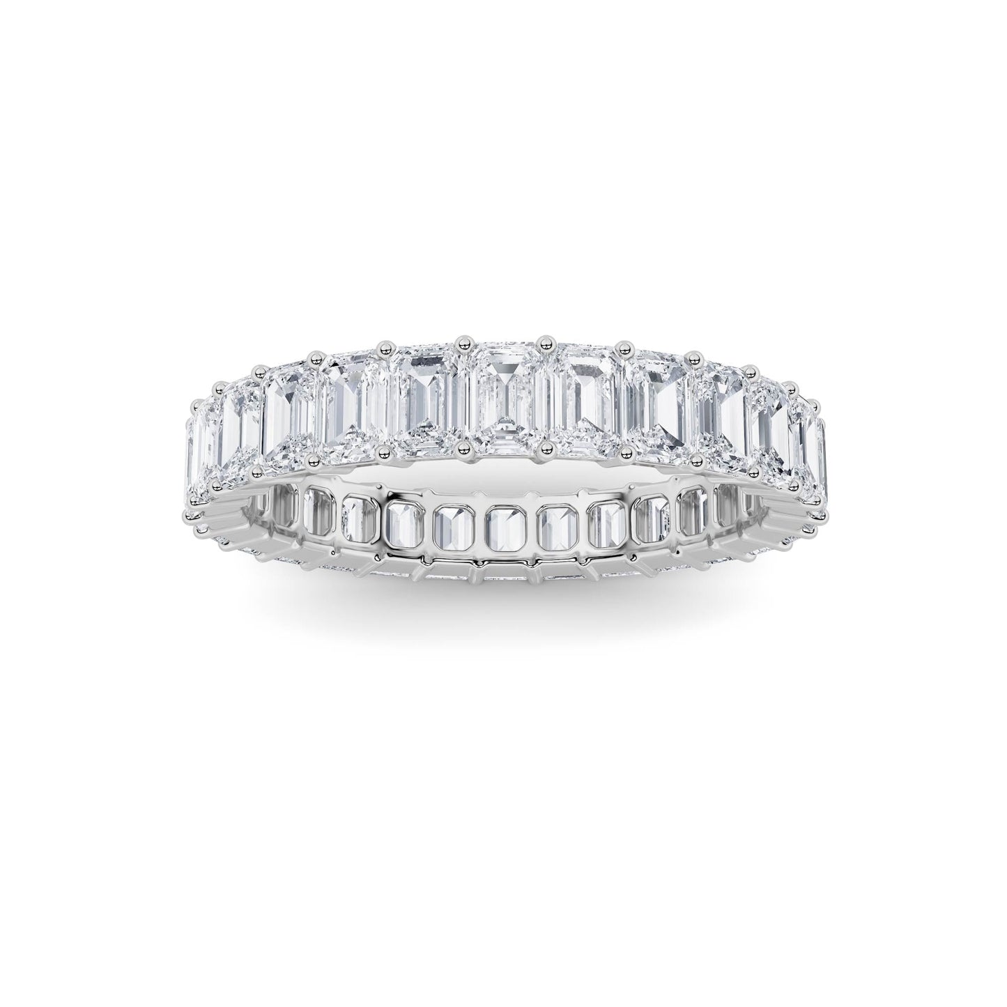 3.35Cttw Emerald Shaped Lab Grown Diamond Split Prong Eternity Ring in 14K Gold (F/VS)