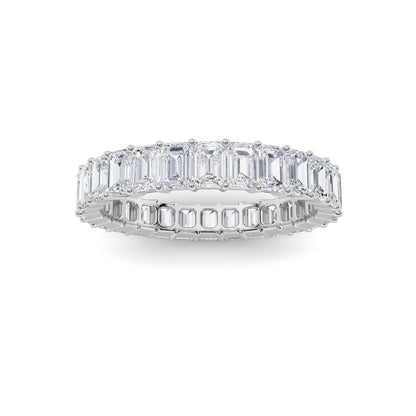 3.35Cttw Emerald Shaped Lab Grown Diamond Split Prong Eternity Ring in 14K Gold (F/VS)