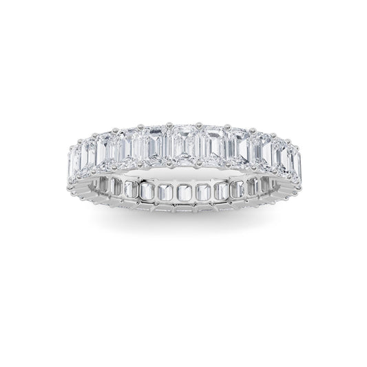 3.35Cttw Emerald Shaped Lab Grown Diamond Split Prong Eternity Ring in 14K Gold (F/VS)