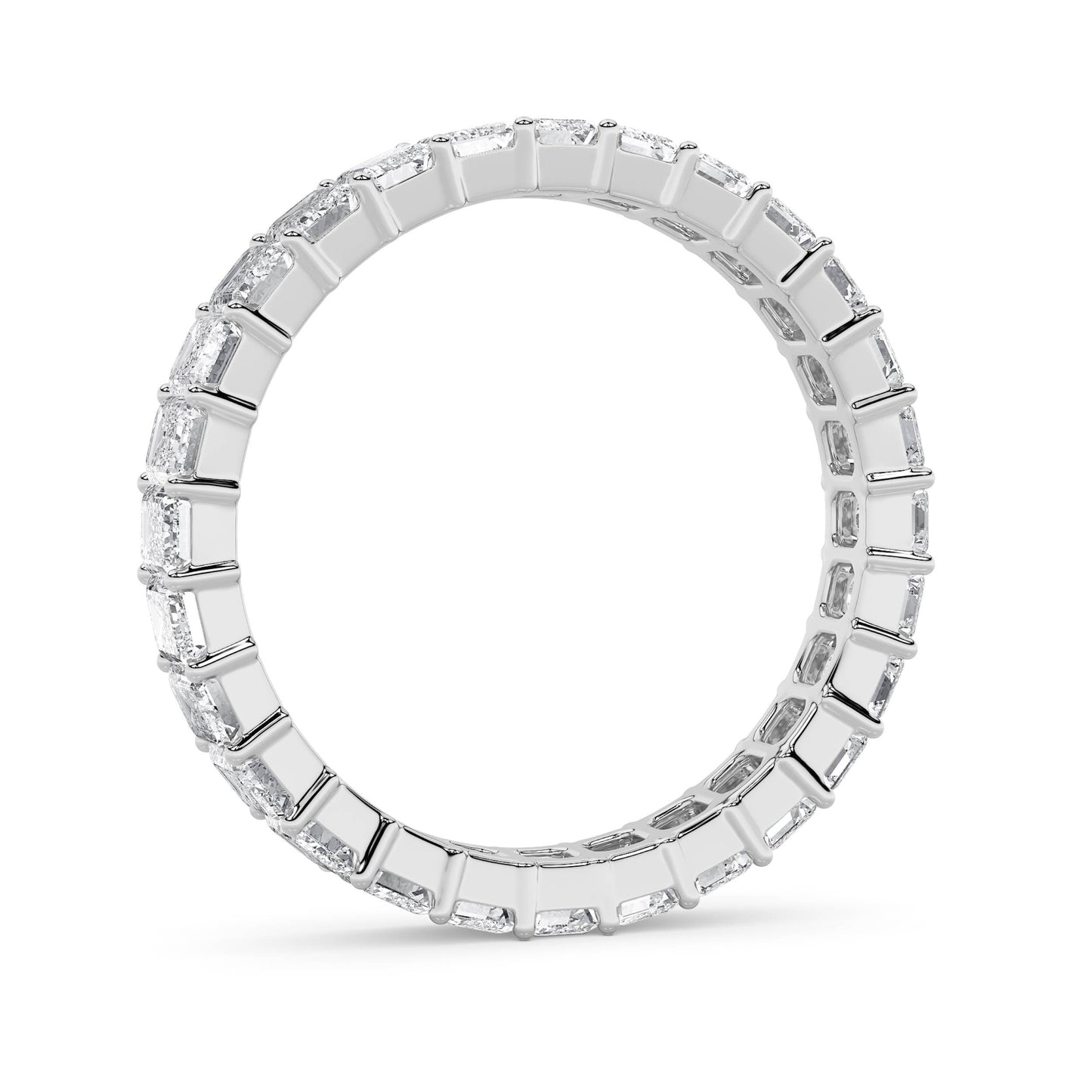 3.35Cttw Emerald Shaped Lab Grown Diamond Split Prong Eternity Ring in 14K Gold (F/VS)