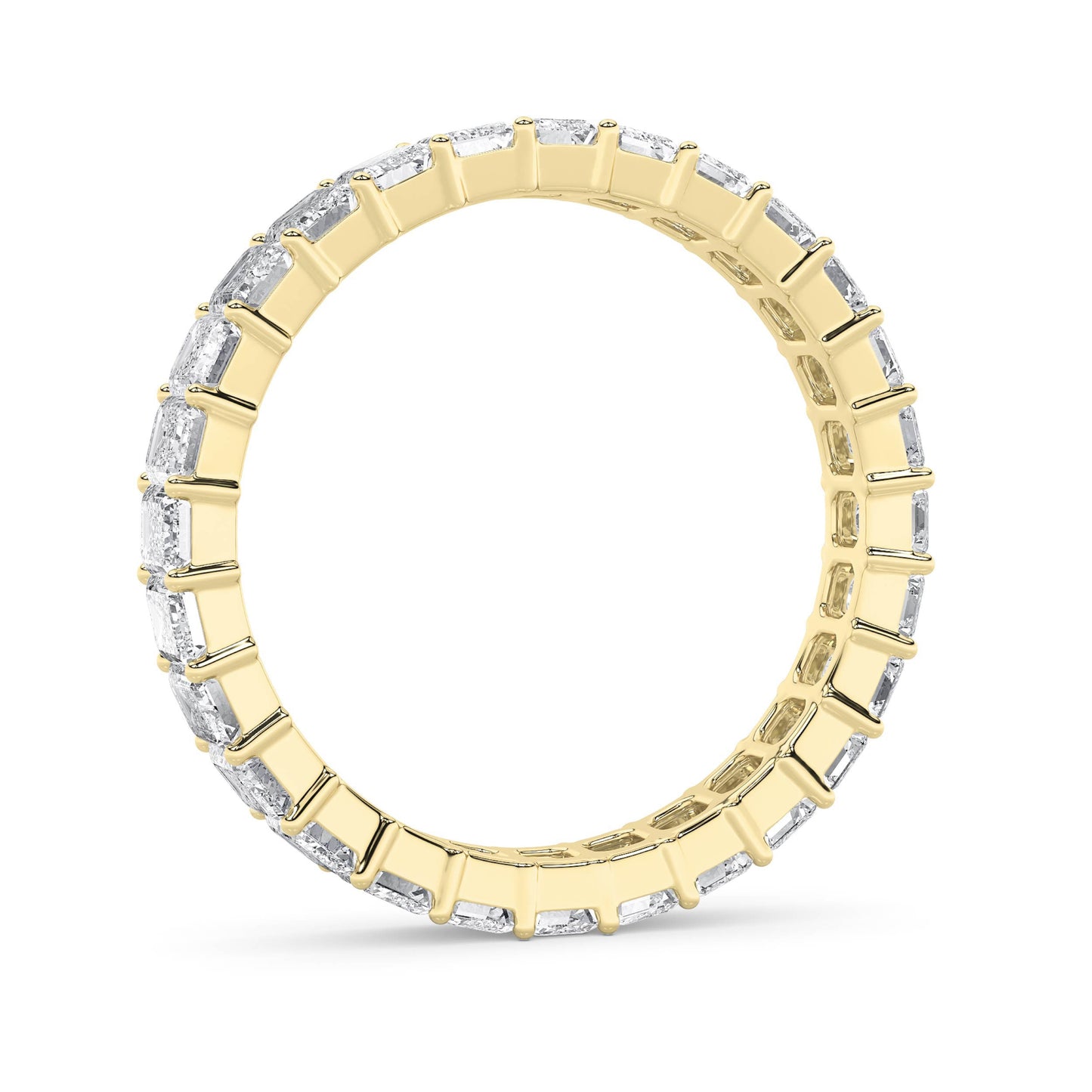 3.35Cttw Emerald Shaped Lab Grown Diamond Split Prong Eternity Ring in 14K Gold (F/VS)