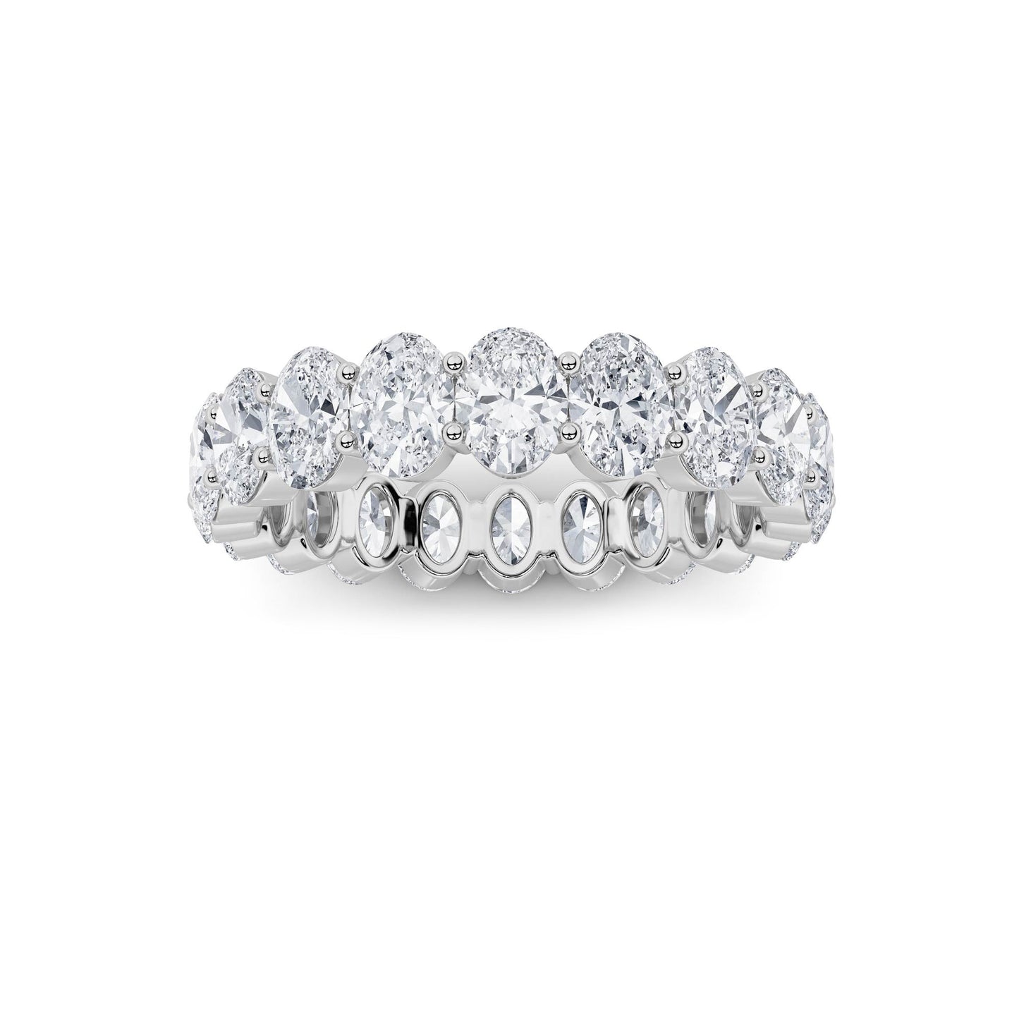 4Cttw Oval Shaped Lab Grown Diamond Split Prong Eternity Ring in 14K Gold (F/VS)