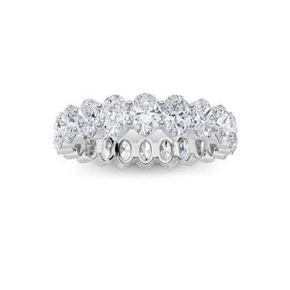 4Cttw Oval Shaped Lab Grown Diamond Split Prong Eternity Ring in 14K Gold (F/VS)