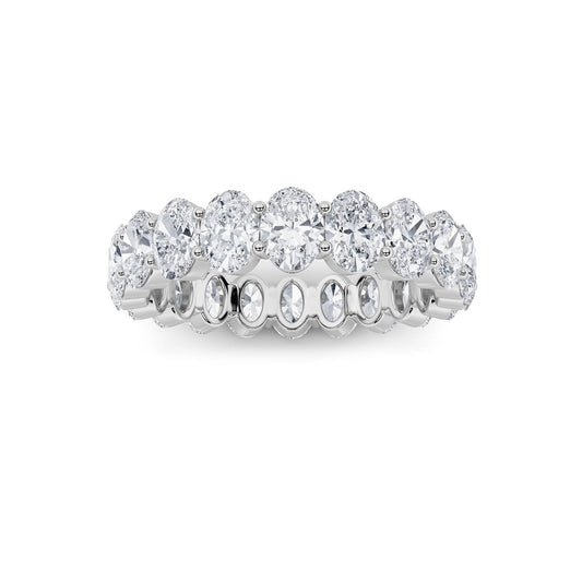4Cttw Oval Shaped Lab Grown Diamond Split Prong Eternity Ring in 14K Gold (F/VS)