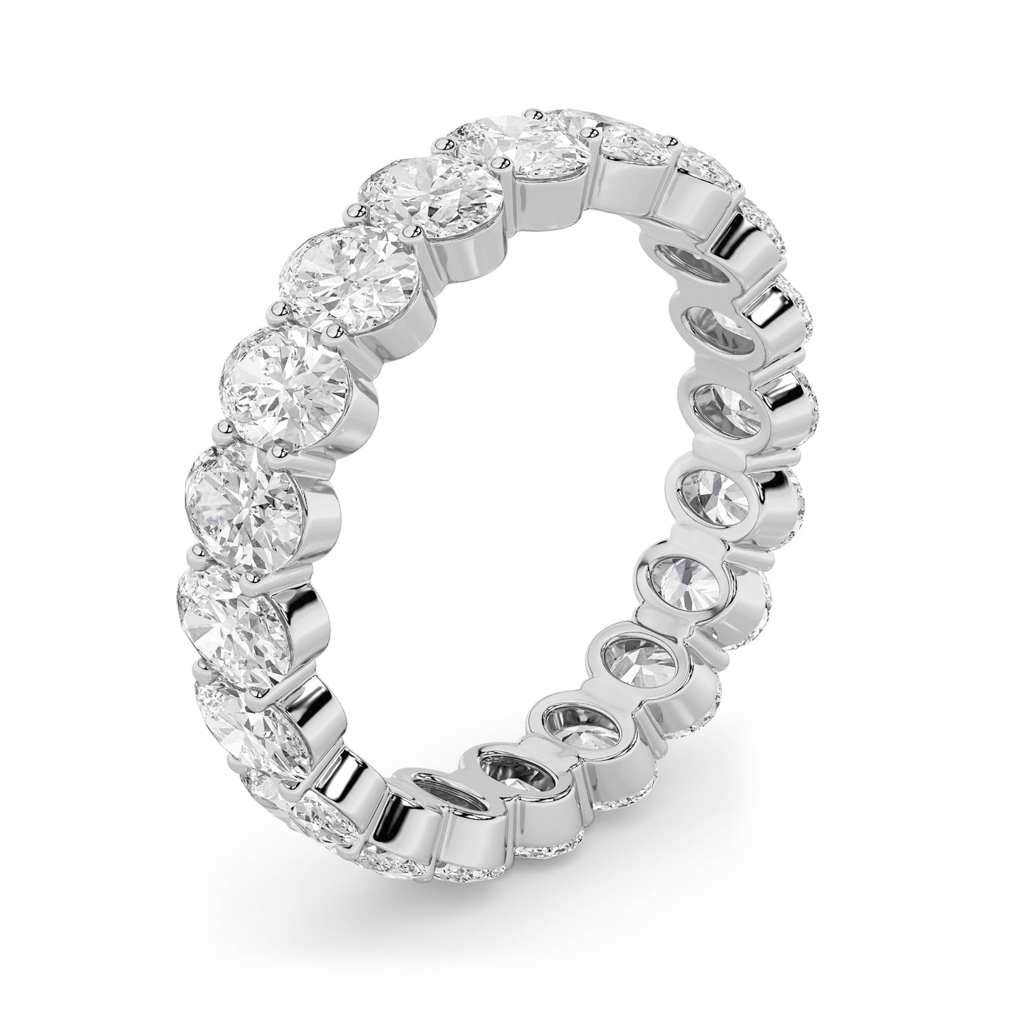4Cttw Oval Shaped Lab Grown Diamond Split Prong Eternity Ring in 14K Gold (F/VS)