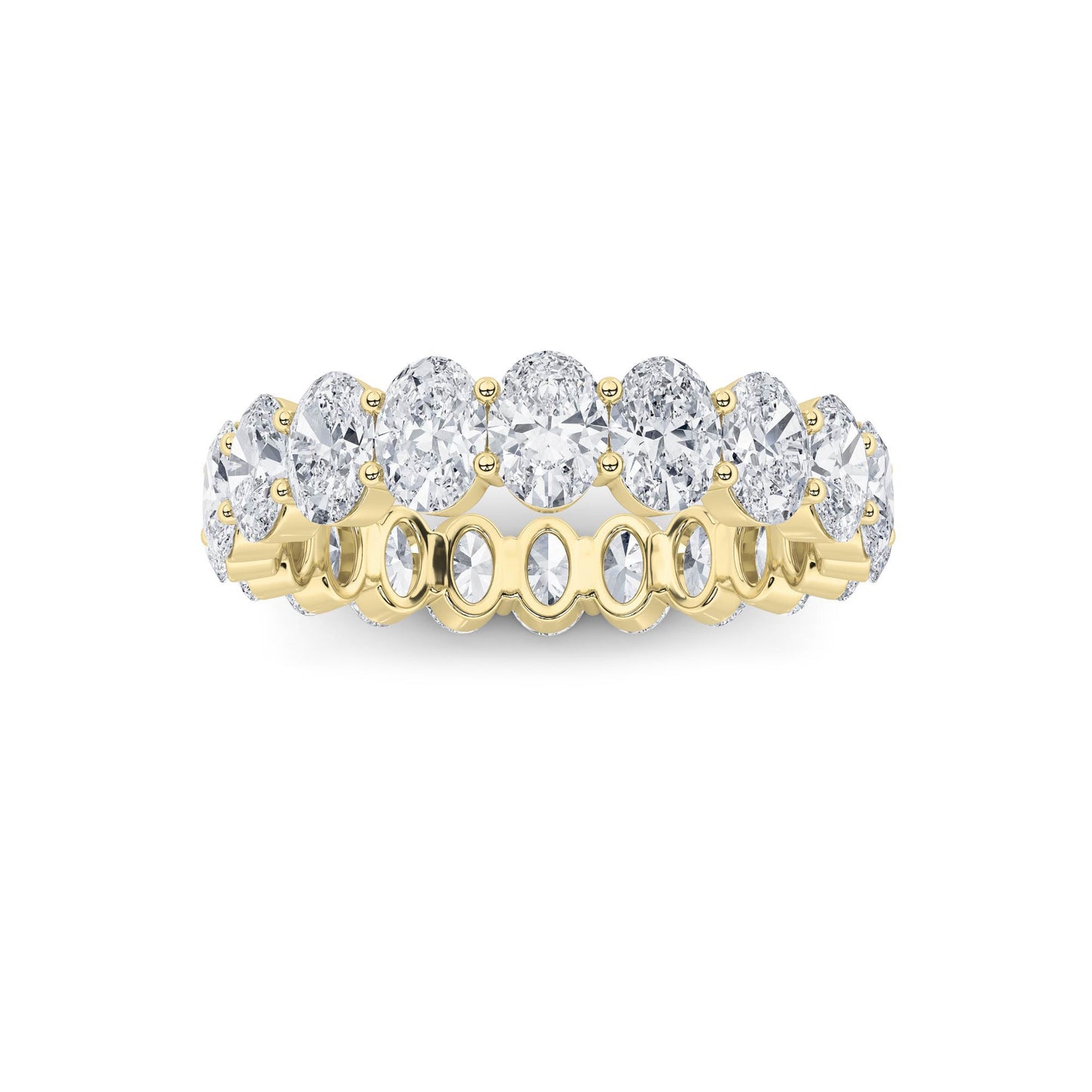 4Cttw Oval Shaped Lab Grown Diamond Split Prong Eternity Ring in 14K Gold (F/VS)