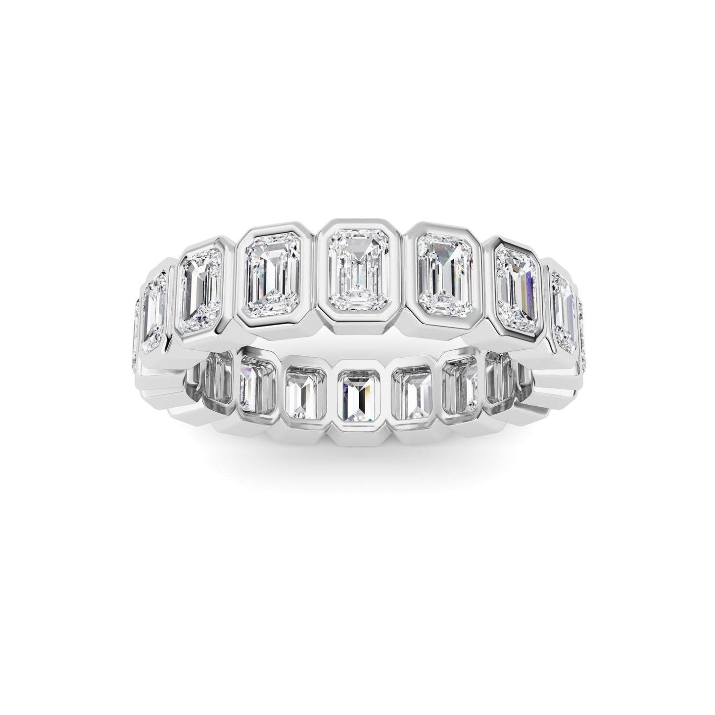 2.2Cttw Emerald Shaped Lab Grown Diamond (F/VS) Eternity Band Ring in 14K Gold
