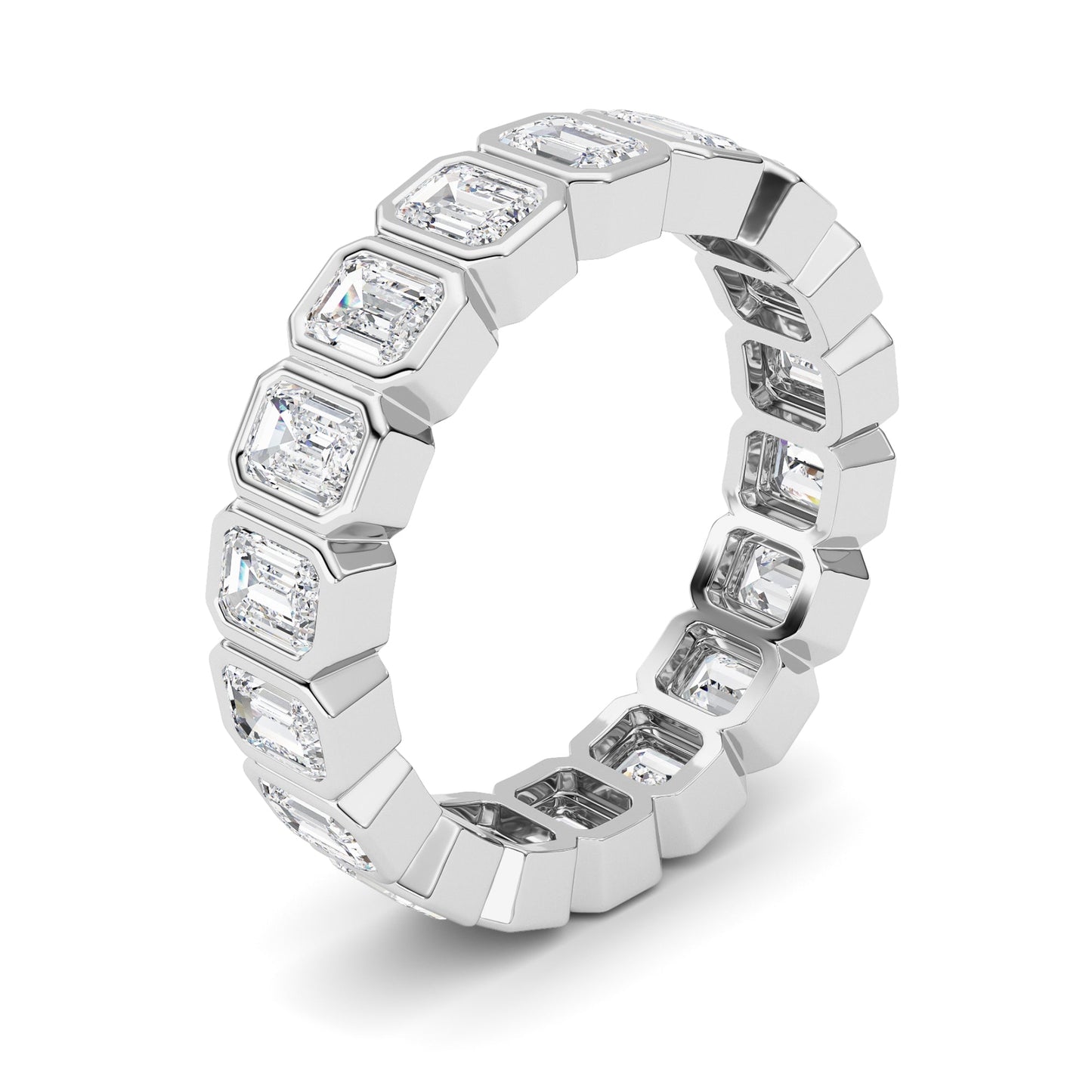 2.2Cttw Emerald Shaped Lab Grown Diamond (F/VS) Eternity Band Ring in 14K Gold