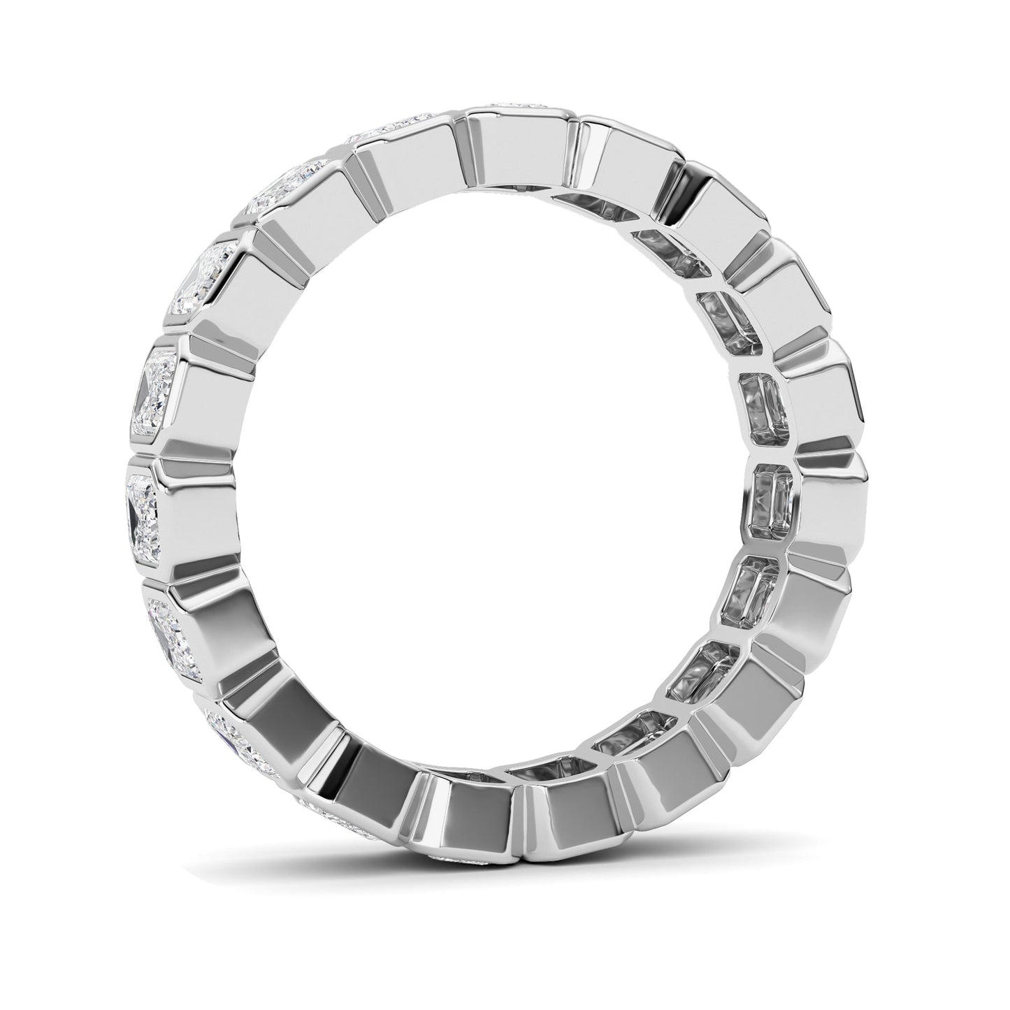 2.2Cttw Emerald Shaped Lab Grown Diamond (F/VS) Eternity Band Ring in 14K Gold