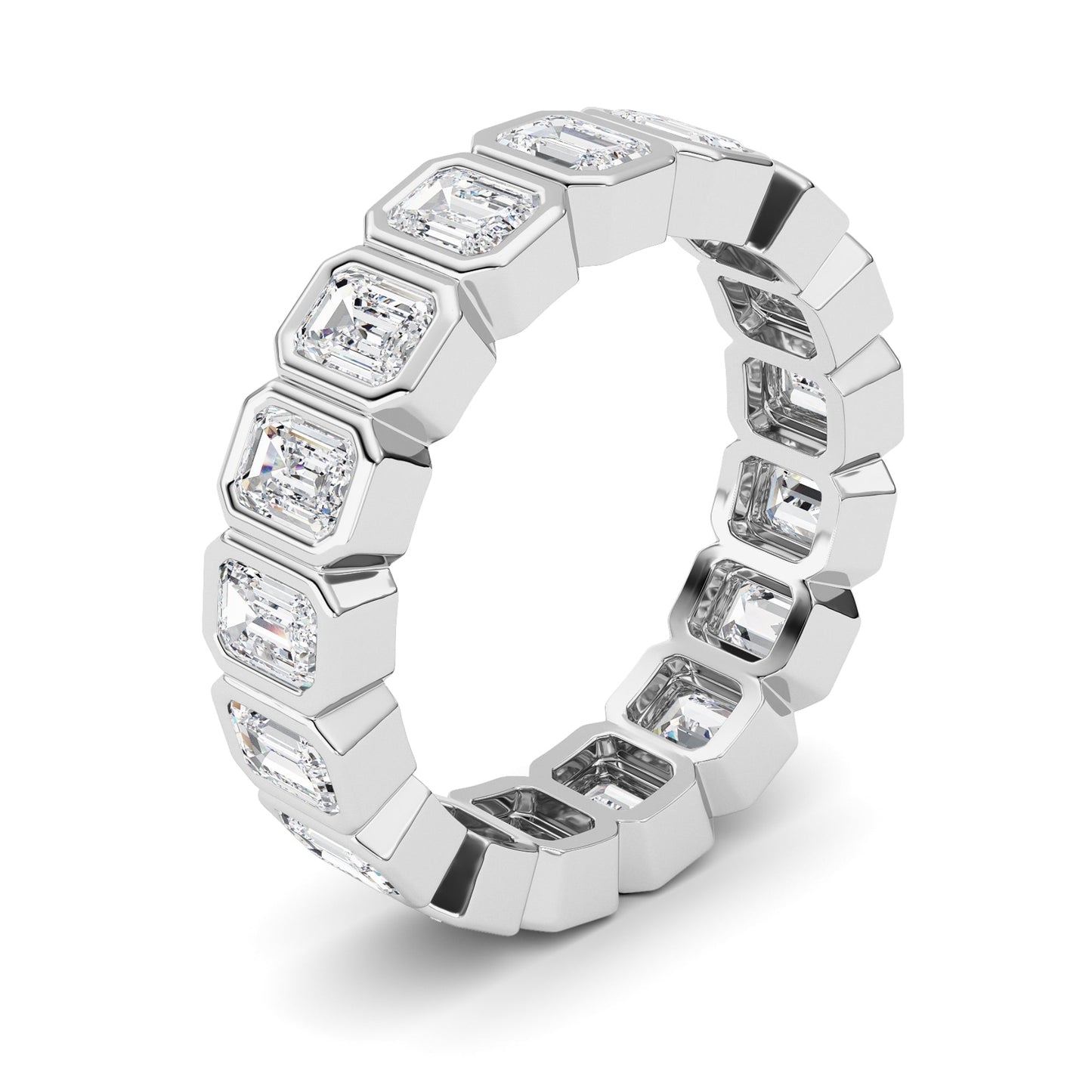 2.5Cttw Emerald Shaped Lab Grown Diamond (F/VS) Eternity Band Ring in 14K Gold