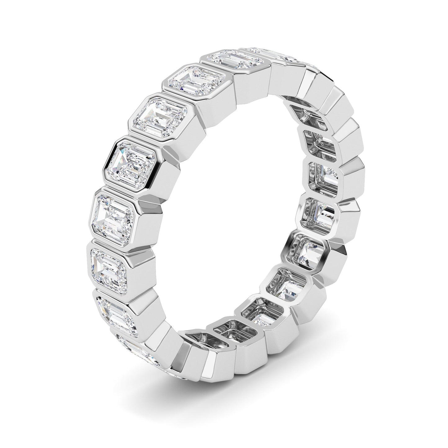 3.00Cttw Emerald Shaped Lab Grown Diamond (F/VS) Eternity Band Ring in 14K Gold