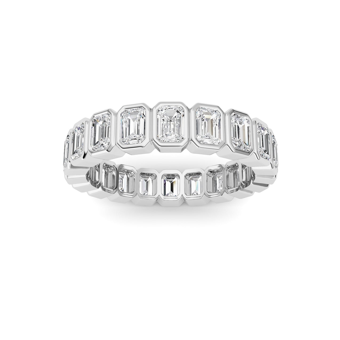 3.00Cttw Emerald Shaped Lab Grown Diamond (F/VS) Eternity Band Ring in 14K Gold