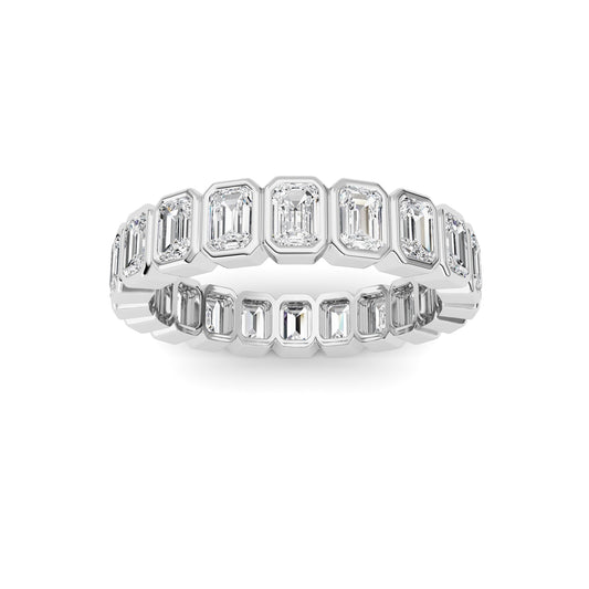3.00Cttw Emerald Shaped Lab Grown Diamond (F/VS) Eternity Band Ring in 14K Gold