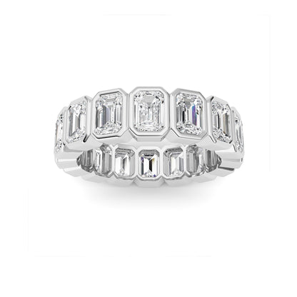 3.2Cttw Emerald Shaped Lab Grown Diamond (F/VS) Eternity Band Ring in 14K Gold