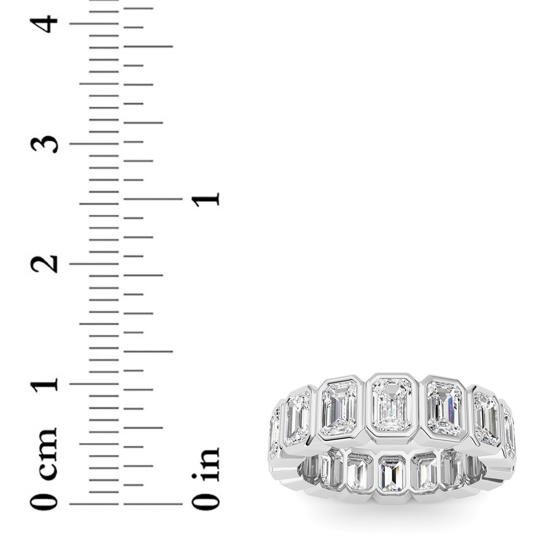 3.2Cttw Emerald Shaped Lab Grown Diamond (F/VS) Eternity Band Ring in 14K Gold