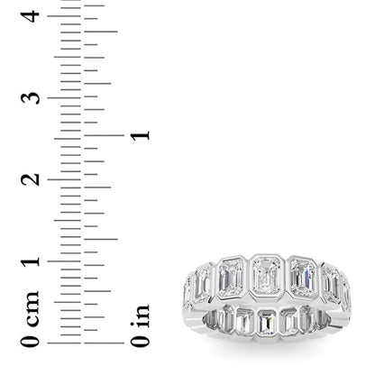 3.2Cttw Emerald Shaped Lab Grown Diamond (F/VS) Eternity Band Ring in 14K Gold