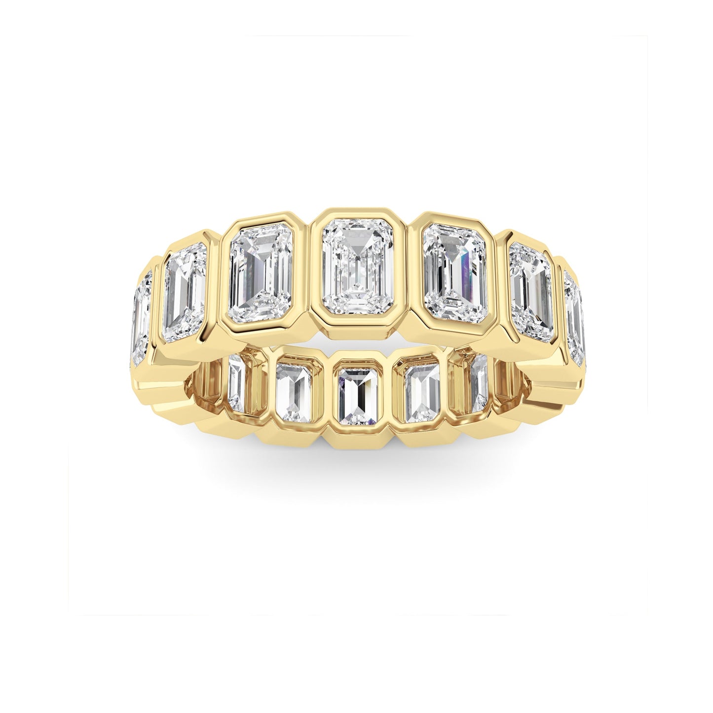3.2Cttw Emerald Shaped Lab Grown Diamond (F/VS) Eternity Band Ring in 14K Gold
