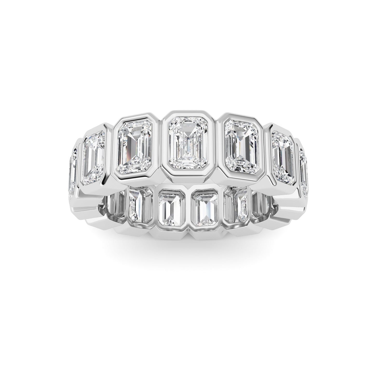 3.75Cttw Emerald Shaped Lab Grown Diamond (F/VS) Eternity Band Ring in 14K Gold