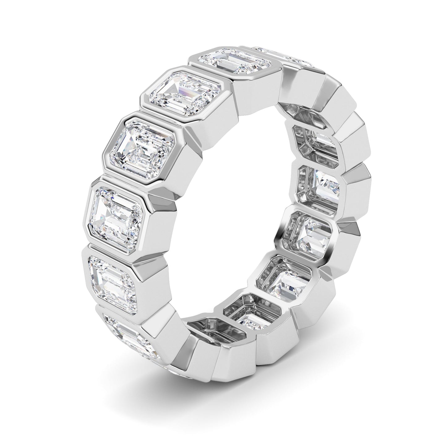 3.75Cttw Emerald Shaped Lab Grown Diamond (F/VS) Eternity Band Ring in 14K Gold