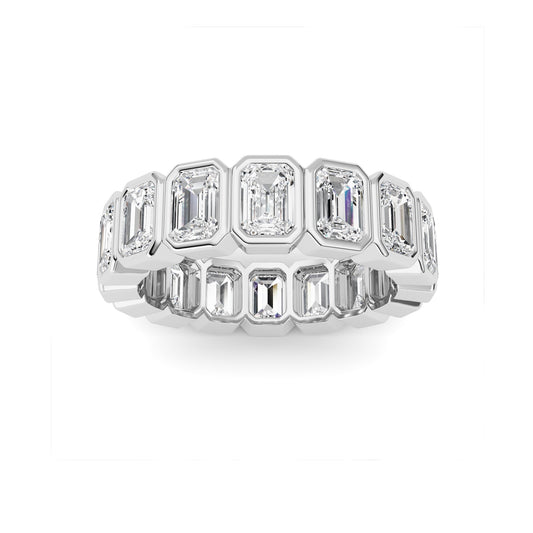 4Cttw Emerald Shaped Lab Grown Diamond (F/VS) Eternity Band Ring in 14K Gold