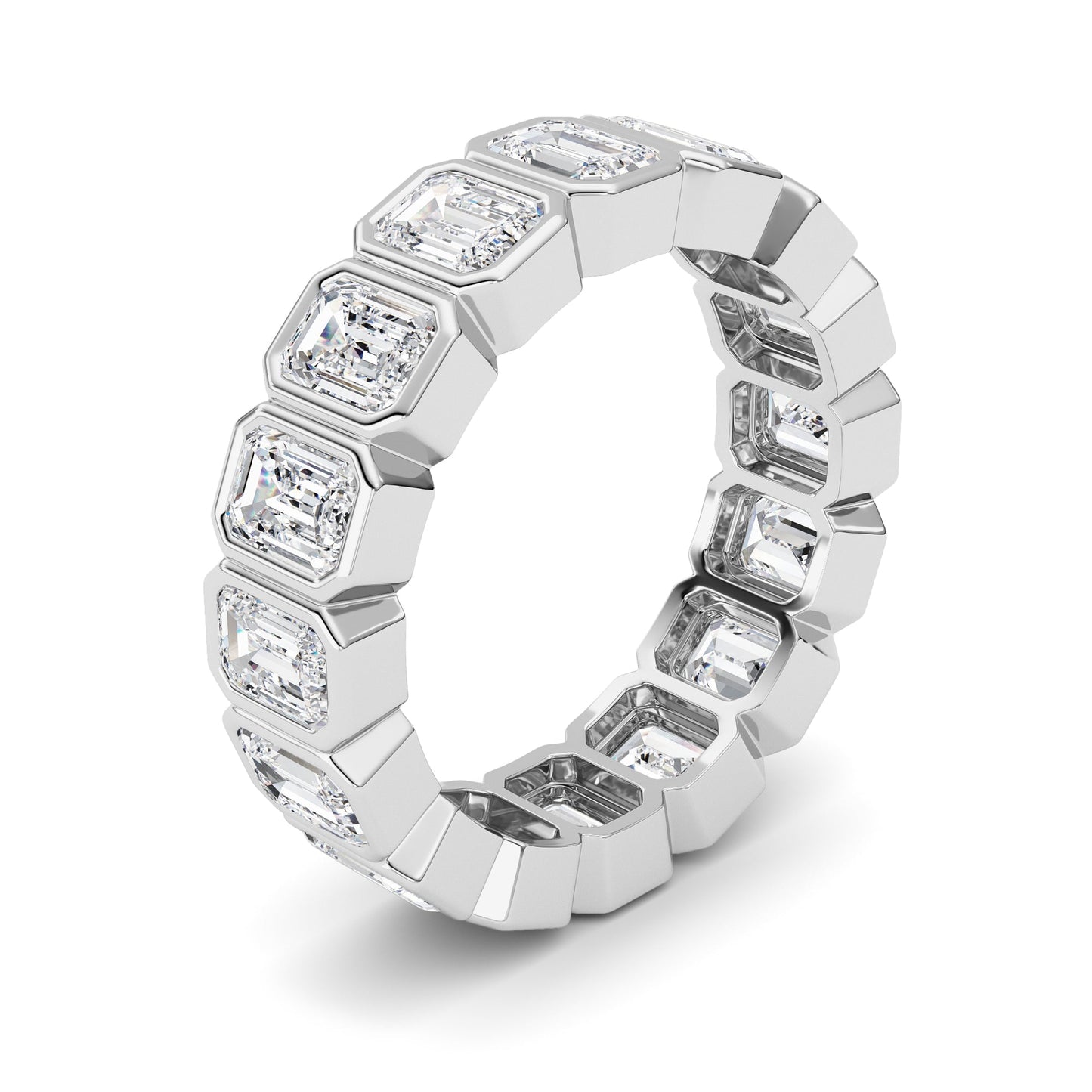 4Cttw Emerald Shaped Lab Grown Diamond (F/VS) Eternity Band Ring in 14K Gold