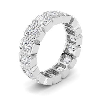 4Cttw Emerald Shaped Lab Grown Diamond (F/VS) Eternity Band Ring in 14K Gold