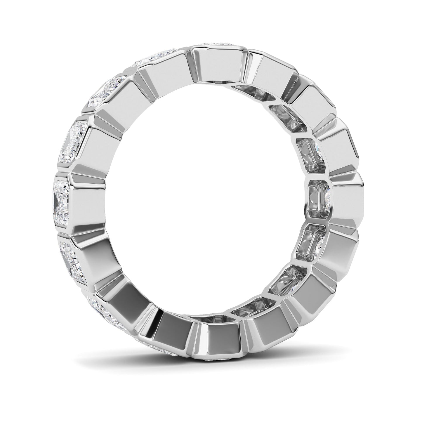 4Cttw Emerald Shaped Lab Grown Diamond (F/VS) Eternity Band Ring in 14K Gold