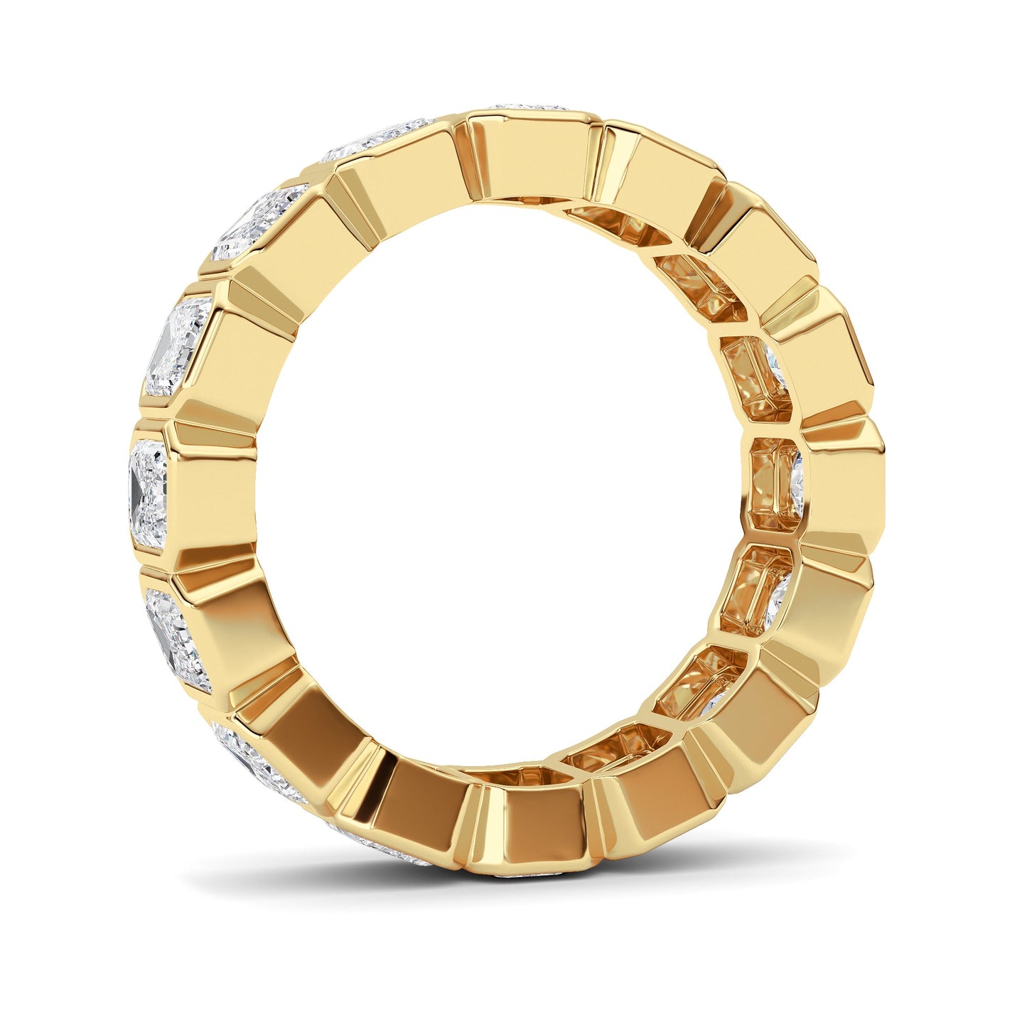 4Cttw Emerald Shaped Lab Grown Diamond (F/VS) Eternity Band Ring in 14K Gold