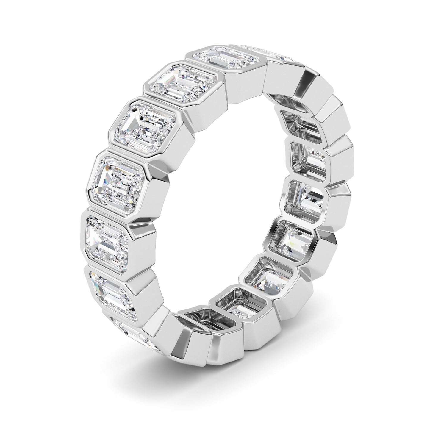 4.25Cttw Emerald Shaped Lab Grown Diamond (F/VS) Eternity Band Ring in 14K Gold