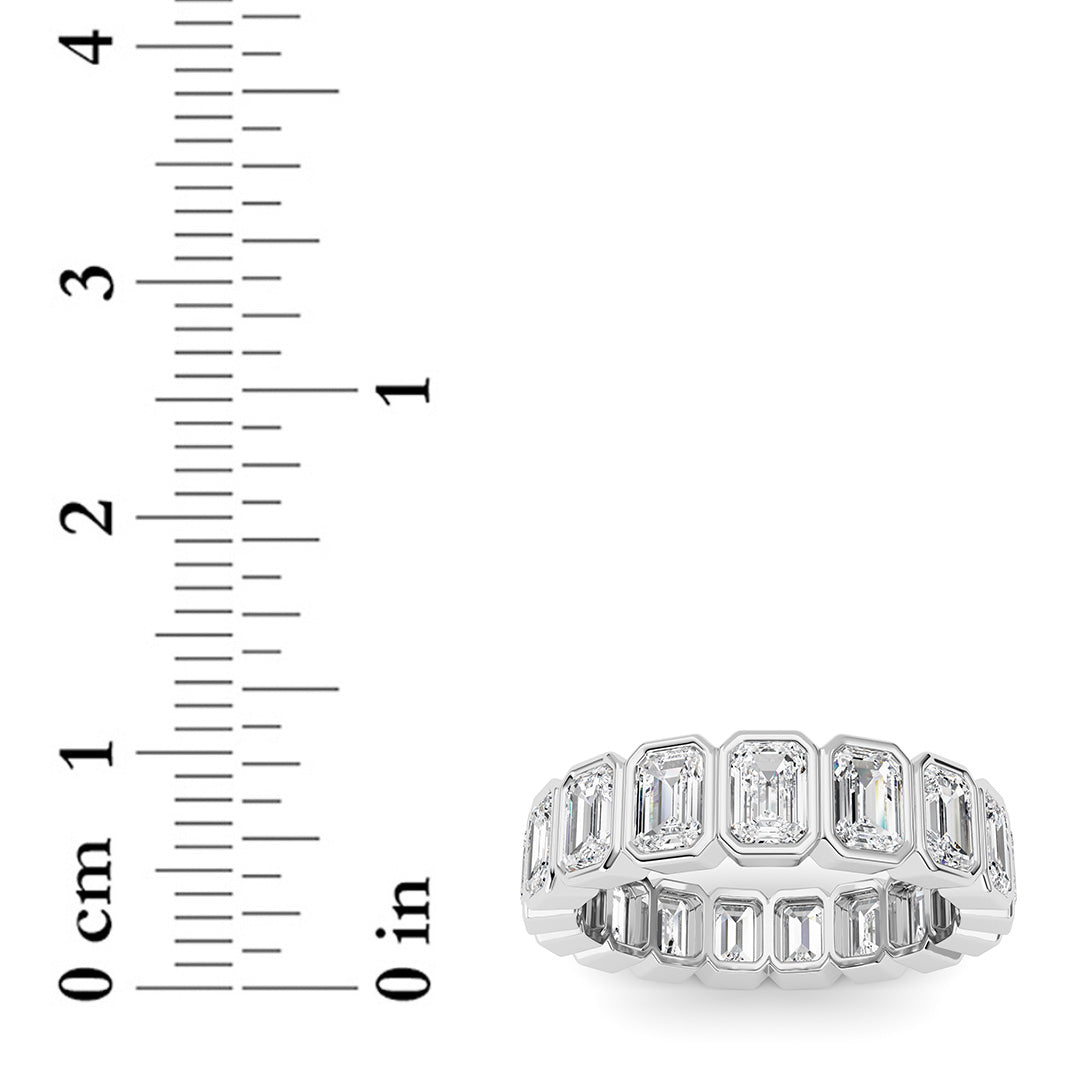 4.25Cttw Emerald Shaped Lab Grown Diamond (F/VS) Eternity Band Ring in 14K Gold