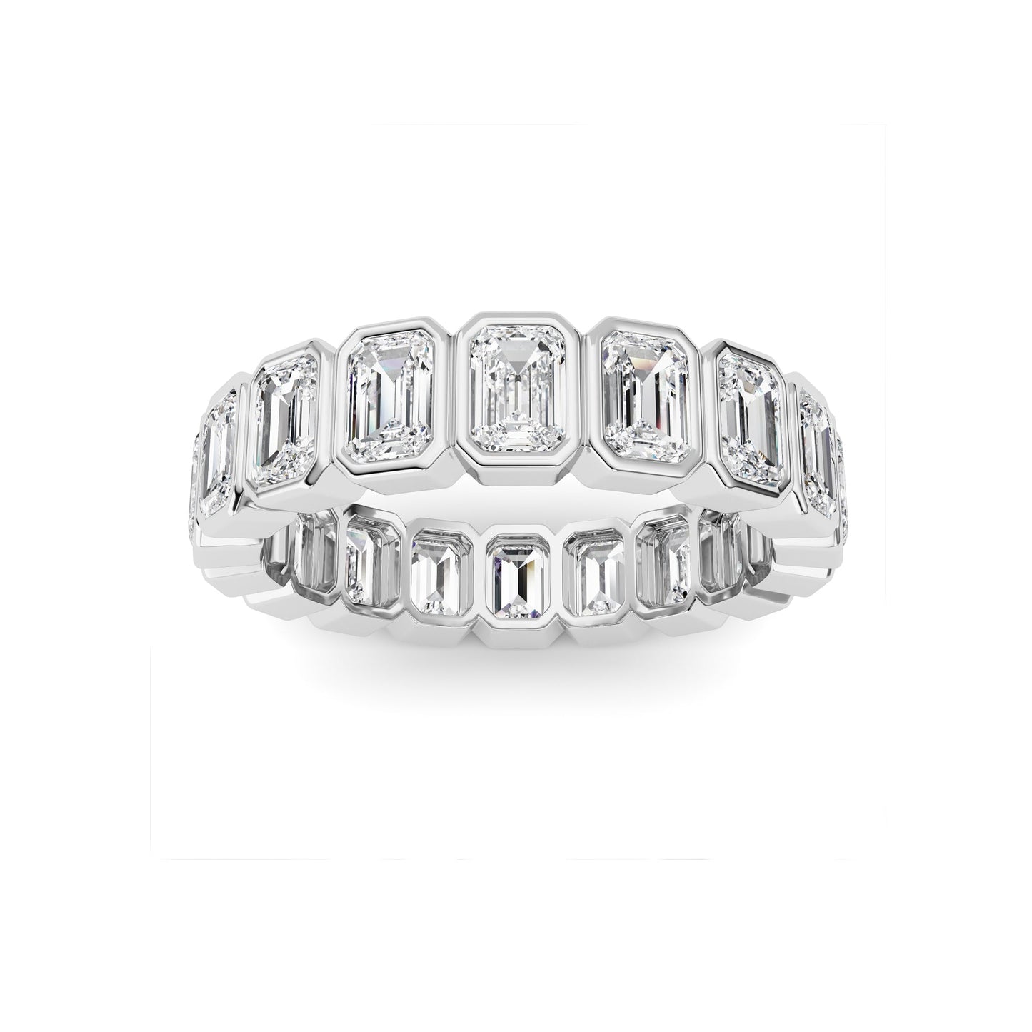 4.5Cttw Emerald Shaped Lab Grown Diamond (F/VS) Eternity Band Ring in 14K Gold