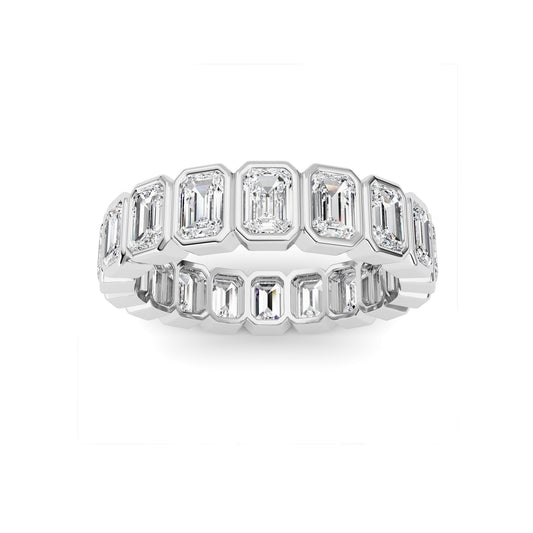 4.5Cttw Emerald Shaped Lab Grown Diamond (F/VS) Eternity Band Ring in 14K Gold