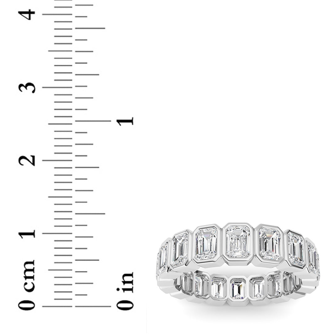 4.5Cttw Emerald Shaped Lab Grown Diamond (F/VS) Eternity Band Ring in 14K Gold